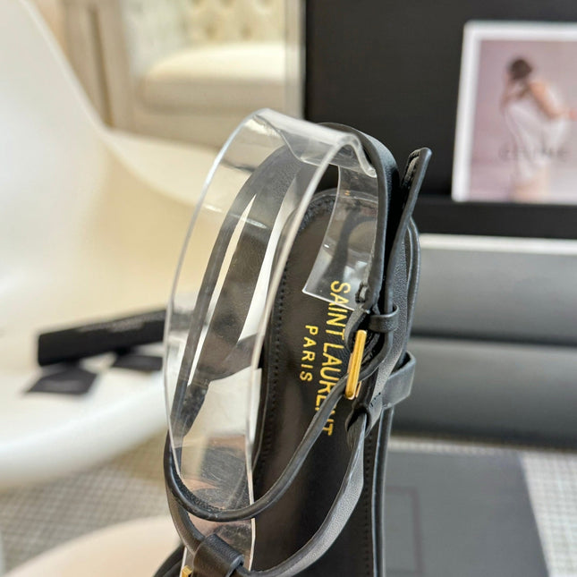 SL CASSANDRA MID-HEEL SANDAL BLACK CALFSKIN