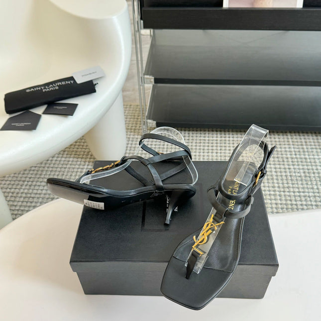 SL CASSANDRA MID-HEEL SANDAL BLACK CALFSKIN