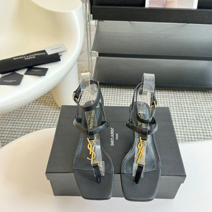 SL CASSANDRA MID-HEEL SANDAL BLACK CALFSKIN