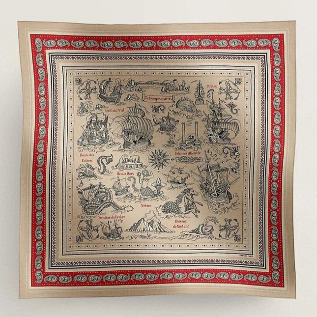 TATOUAGES MARINS BANDANA SHAWL 135 CM COLORFUL 385444