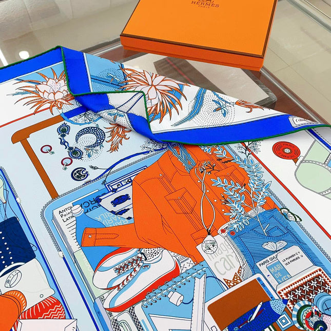 BAGAGE A MAIN SCARF 90 CM IN COLORFUL SILK 388144