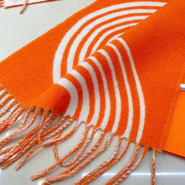 SCARF 180 CM IN FIRE ORANGE MIX WHITE CASHMERE