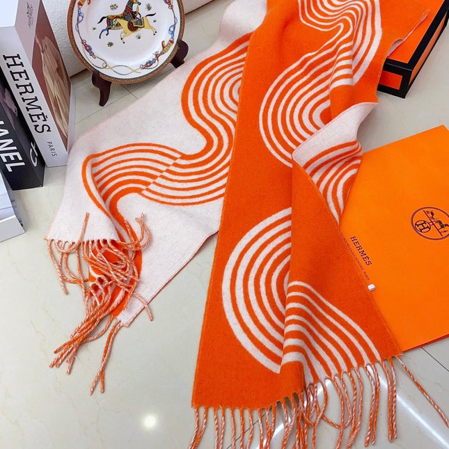 SCARF 180 CM IN FIRE ORANGE MIX WHITE CASHMERE