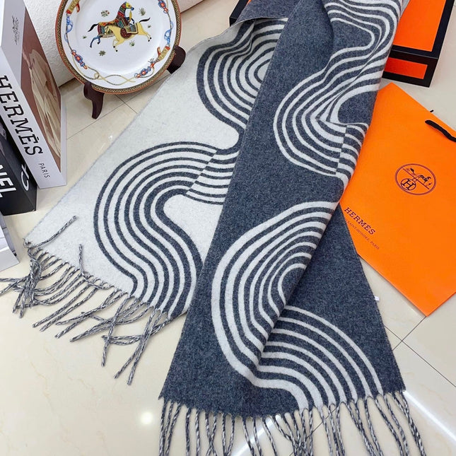 SCARF 180 CM IN SHARK GREY MIX WHITE CASHMERE