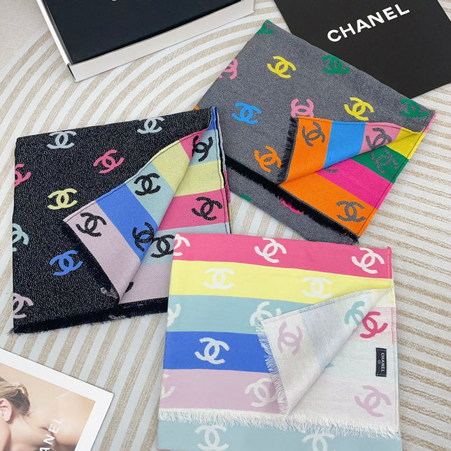 RAINBOW SCARF 180 CM IN COLORFUL CASHMERE AND WOOL 390961