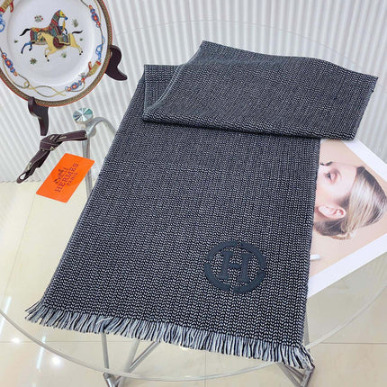 GRANITE MUFFLER 180 CM SCARF IN MARINE MIX BLEU MOYEN CASHMERE