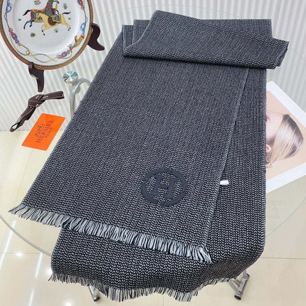 GRANITE MUFFLER 180 CM SCARF IN MARINE MIX BLEU MOYEN CASHMERE