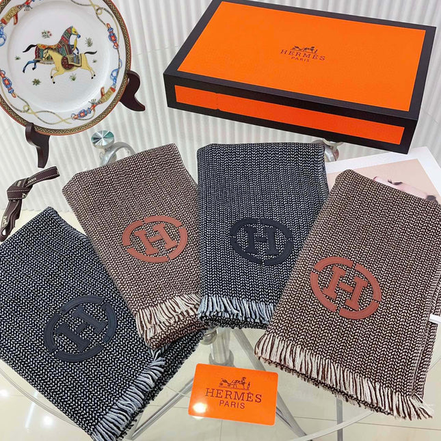 GRANITE MUFFLER 180 CM SCARF IN MARINE MIX BLEU MOYEN CASHMERE