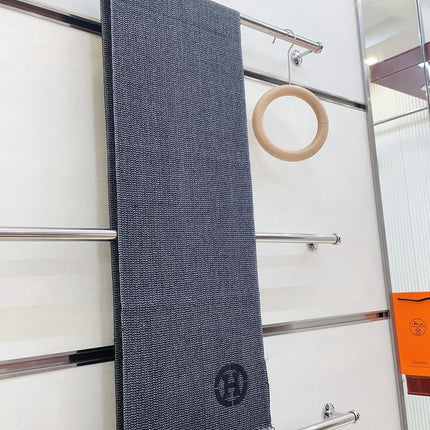 GRANITE MUFFLER 180 CM SCARF IN MARINE MIX BLEU MOYEN CASHMERE