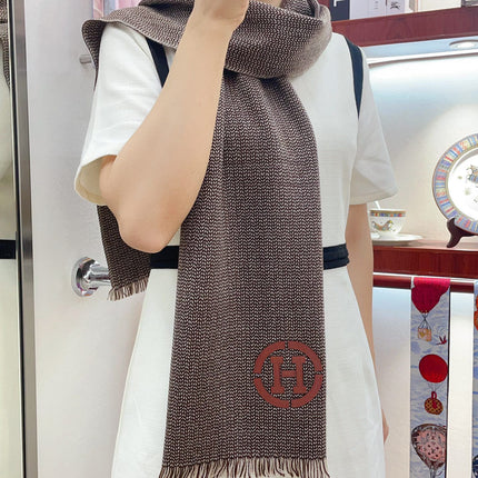 GRANITE MUFFLER 180 CM SCARF IN CARAMEL BROWN CASHMERE
