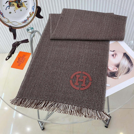 GRANITE MUFFLER 180 CM SCARF IN CARAMEL BROWN CASHMERE
