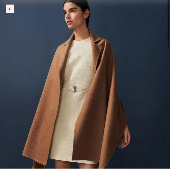 TROMPE L'OEIL STOLE IN CAMEL BROWN CASHMERE