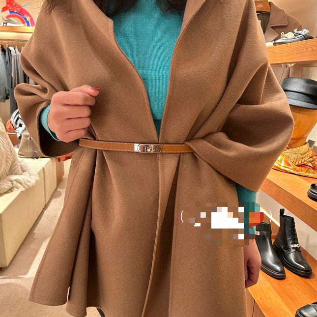 TROMPE L'OEIL STOLE IN CAMEL BROWN CASHMERE