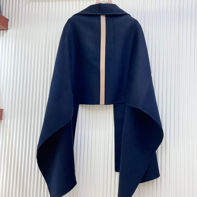 TROMPE L'OEIL STOLE IN NAVY BLUE CASHMERE