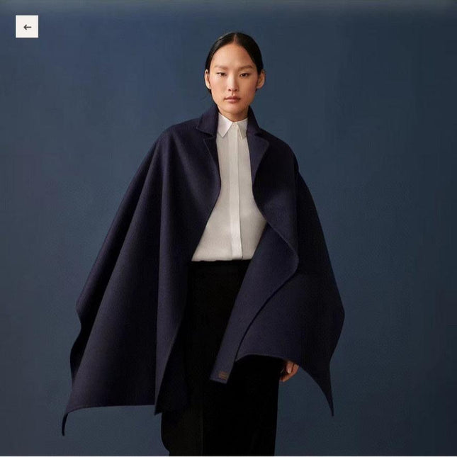 TROMPE L'OEIL STOLE IN NAVY BLUE CASHMERE