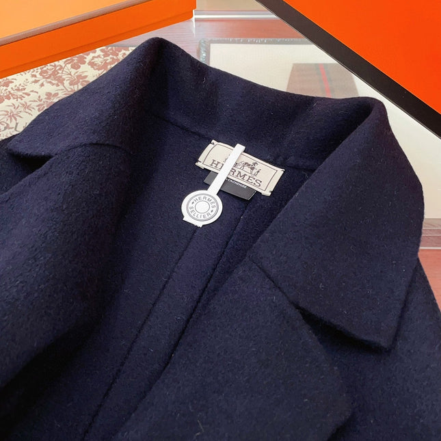 TROMPE L'OEIL STOLE IN NAVY BLUE CASHMERE