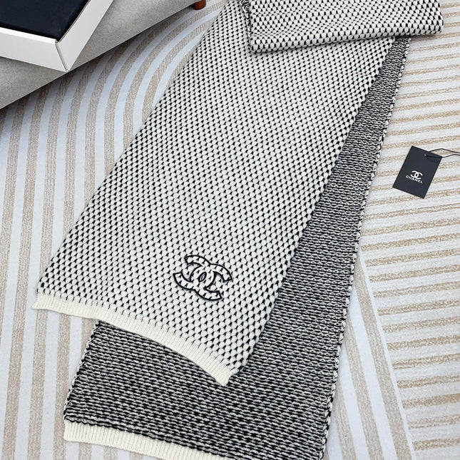 SCARF 180 CM IN WHITE MIX BLACK CASHMERE  394592
