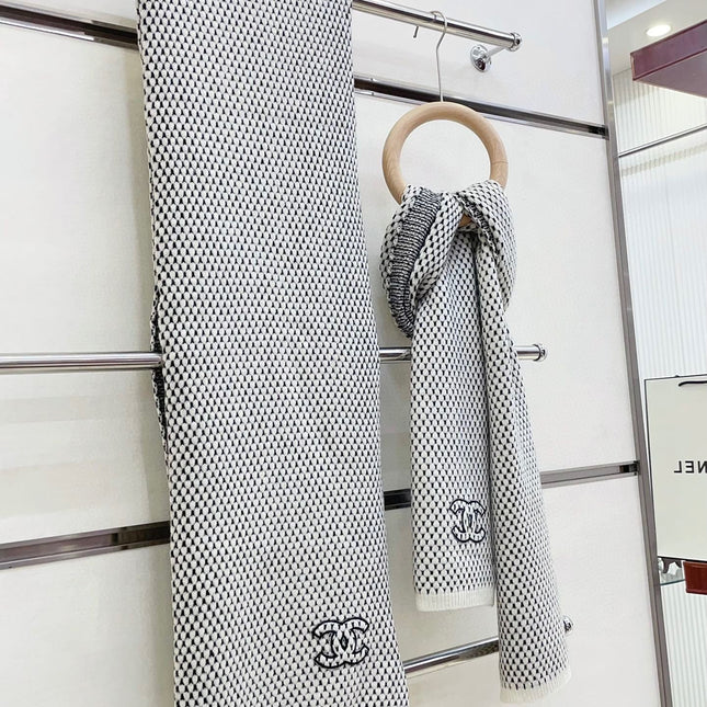 SCARF 180 CM IN WHITE MIX BLACK CASHMERE  394592