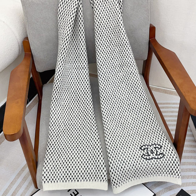 SCARF 180 CM IN WHITE MIX BLACK CASHMERE  394592