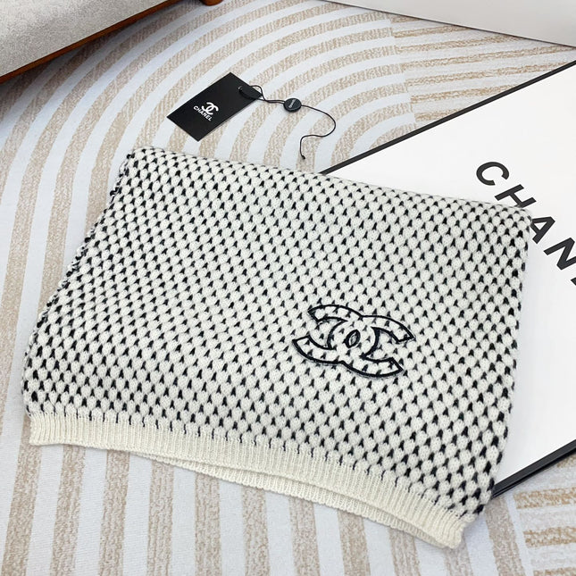 SCARF 180 CM IN WHITE MIX BLACK CASHMERE  394592