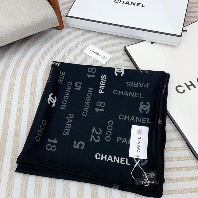 SQUARE SCARF 140 CM IN BLACK MONOGRAM CASHMERE 401159