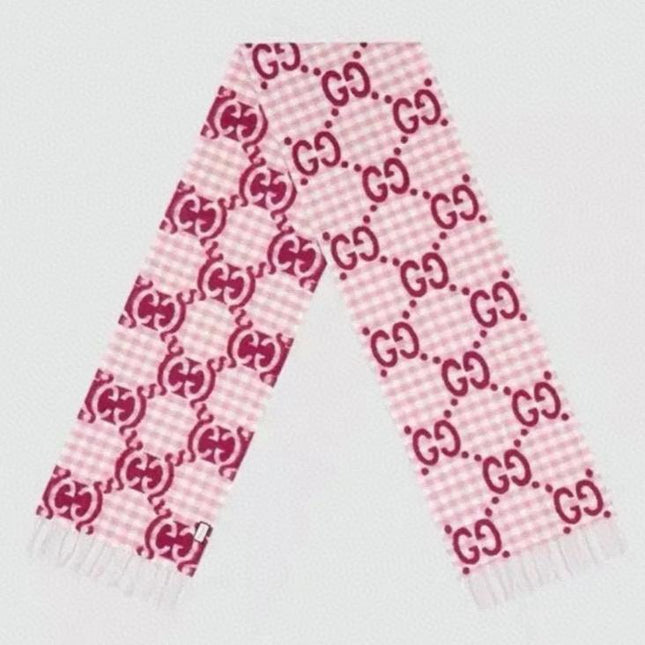 SCARF 220 CM IN BRIGHT PINK MIX WHITE WOOL 401164