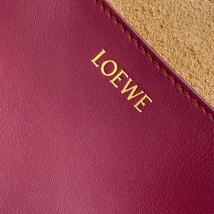 LOEWE 25S PUZZLE FOLD BAG 31 IN BURGUNDY SHINY CALFSKIN