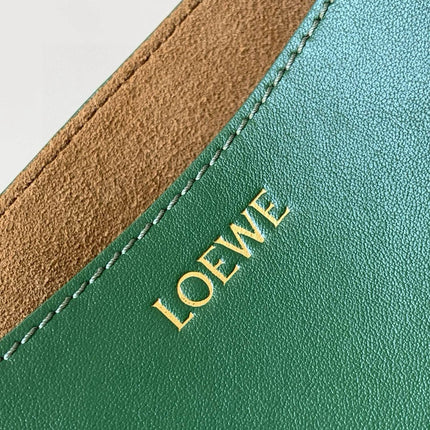 LOEWE 25S PUZZLE FOLD BAG 31 IN AMBER HUNTER GREEN SHINY CALFSKIN