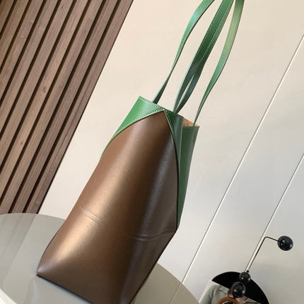 LOEWE 25S PUZZLE FOLD BAG 31 IN AMBER HUNTER GREEN SHINY CALFSKIN