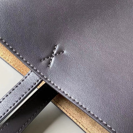 LOEWE 25S PUZZLE FOLD BAG 31 IN SOCOLA AND MAROON SHINY CALFSKIN