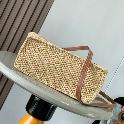 LOEWE 25S WE FONT TOTE BAG 24 IN NATURAL RAFFIA FIBER