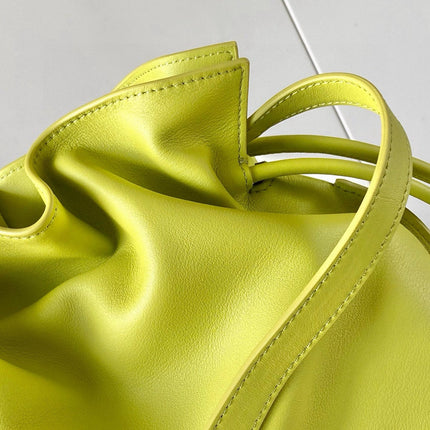 LOEWE 25S LARGE FLAMENCO CLUTCH BAG 30 IN LIME GOLD CALFSKIN