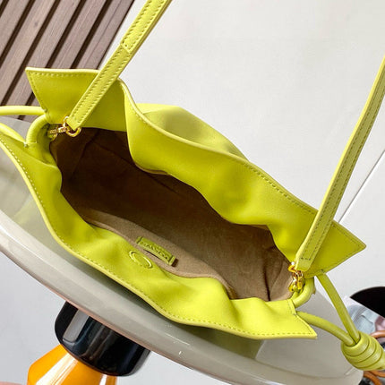 LOEWE 25S MEDIUM FLAMENCO CLUTCH BAG 23 IN LIME GOLD CALFSKIN