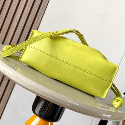 LOEWE 25S MEDIUM FLAMENCO CLUTCH BAG 23 IN LIME GOLD CALFSKIN