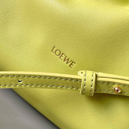 LOEWE 25S MEDIUM FLAMENCO CLUTCH BAG 23 IN LIME GOLD CALFSKIN