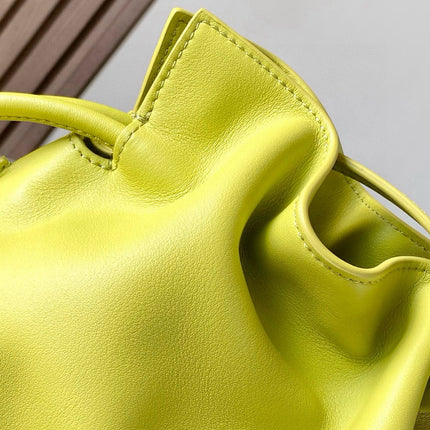 LOEWE 25S MEDIUM FLAMENCO CLUTCH BAG 23 IN LIME GOLD CALFSKIN