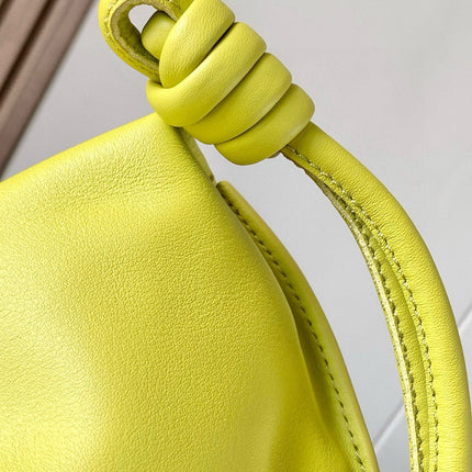 LOEWE 25S MEDIUM FLAMENCO CLUTCH BAG 23 IN LIME GOLD CALFSKIN