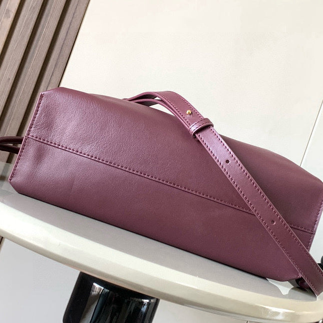 LOEWE 25S LARGE FLAMENCO CLUTCH BAG 30 IN DARK ROSEWOOD CALFSKIN