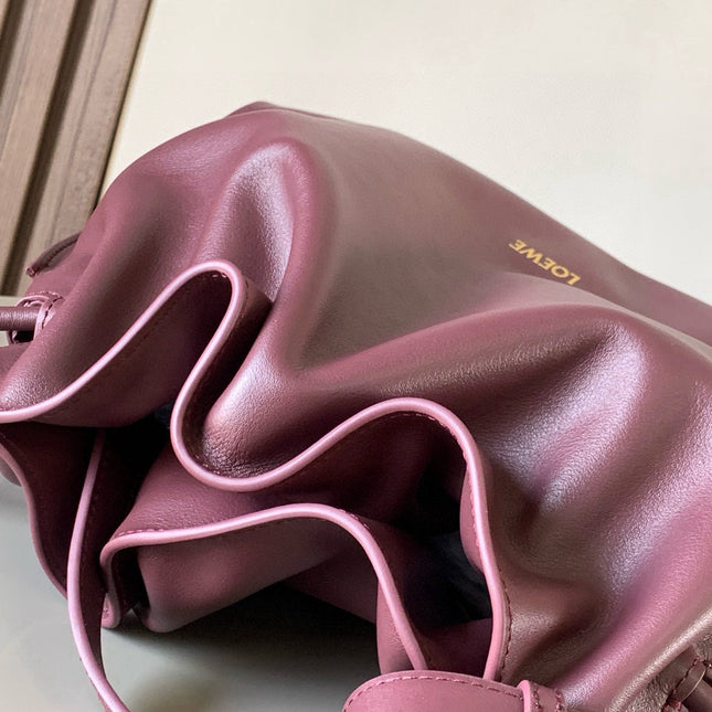 LOEWE 25S LARGE FLAMENCO CLUTCH BAG 30 IN DARK ROSEWOOD CALFSKIN