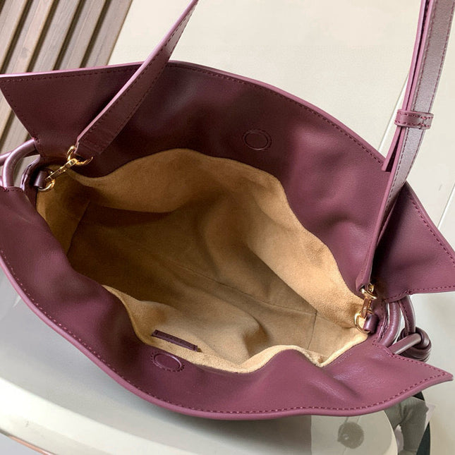 LOEWE 25S LARGE FLAMENCO CLUTCH BAG 30 IN DARK ROSEWOOD CALFSKIN