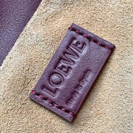 LOEWE 25S LARGE FLAMENCO CLUTCH BAG 30 IN DARK ROSEWOOD CALFSKIN