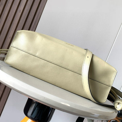 LOEWE 25S LARGE FLAMENCO CLUTCH BAG 30 IN DUSTY KHAKI CALFSKIN