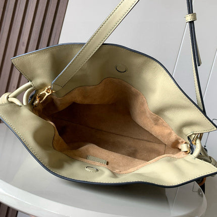 LOEWE 25S LARGE FLAMENCO CLUTCH BAG 30 IN DUSTY KHAKI CALFSKIN