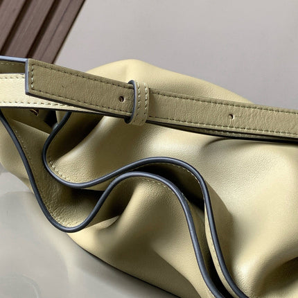 LOEWE 25S LARGE FLAMENCO CLUTCH BAG 30 IN DUSTY KHAKI CALFSKIN