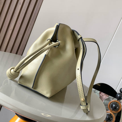 LOEWE 25S MEDIUM FLAMENCO CLUTCH BAG 23 IN DUSTY KHAKI CALFSKIN