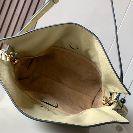 LOEWE 25S MEDIUM FLAMENCO CLUTCH BAG 23 IN DUSTY KHAKI CALFSKIN