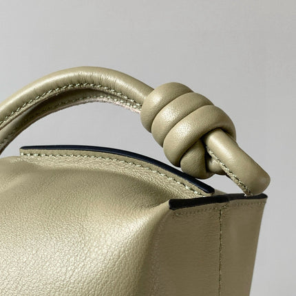 LOEWE 25S MEDIUM FLAMENCO CLUTCH BAG 23 IN DUSTY KHAKI CALFSKIN