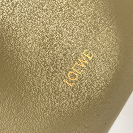 LOEWE 25S MEDIUM FLAMENCO CLUTCH BAG 23 IN DUSTY KHAKI CALFSKIN