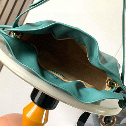 LOEWE 25S LARGE FLAMENCO CLUTCH BAG 30 IN DEEP TEAL CALFSKIN