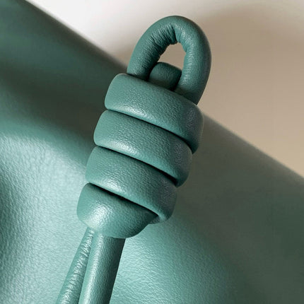 LOEWE 25S LARGE FLAMENCO CLUTCH BAG 30 IN DEEP TEAL CALFSKIN